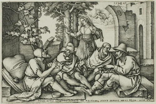 Job Conversing with His Friends by Sebald Beham, print, 1547