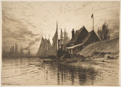 Evening, New York Harbor by Henry Farrer, print, 1884