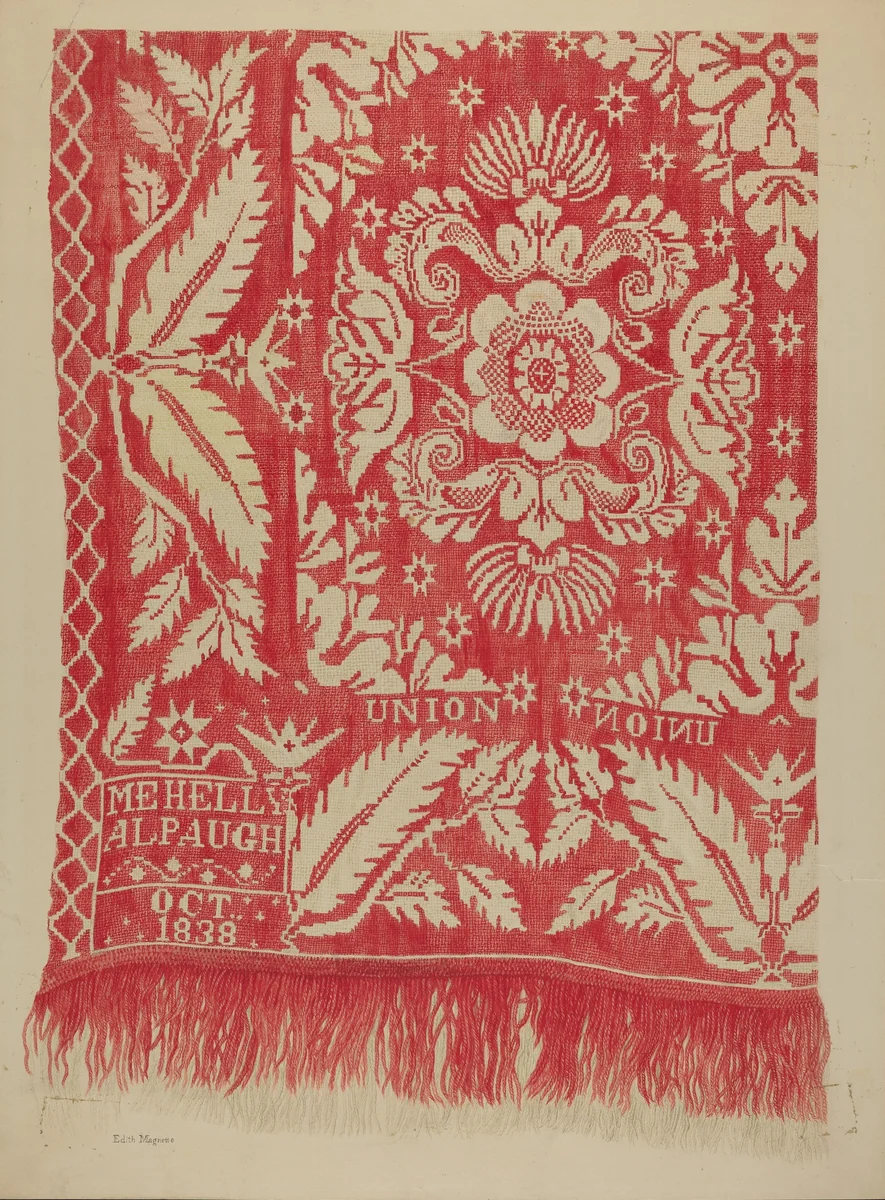 Woven Coverlet by Edith Magnette, index of american design, 1939
