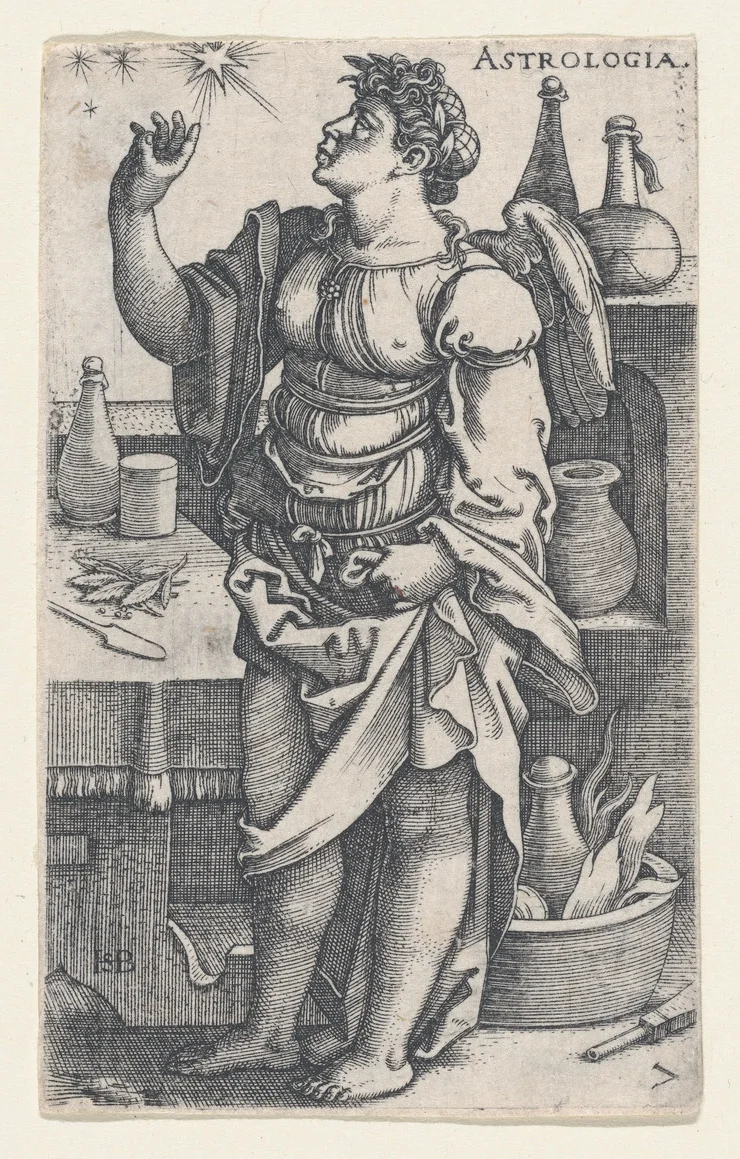 Astrologia, from "The Seven Liberal Arts" by Sebald Beham, print, 1500-1550