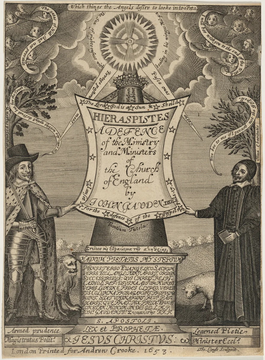 Title Page to John Gauden's Hieraspistes by Thomas Cross, print, 1653
