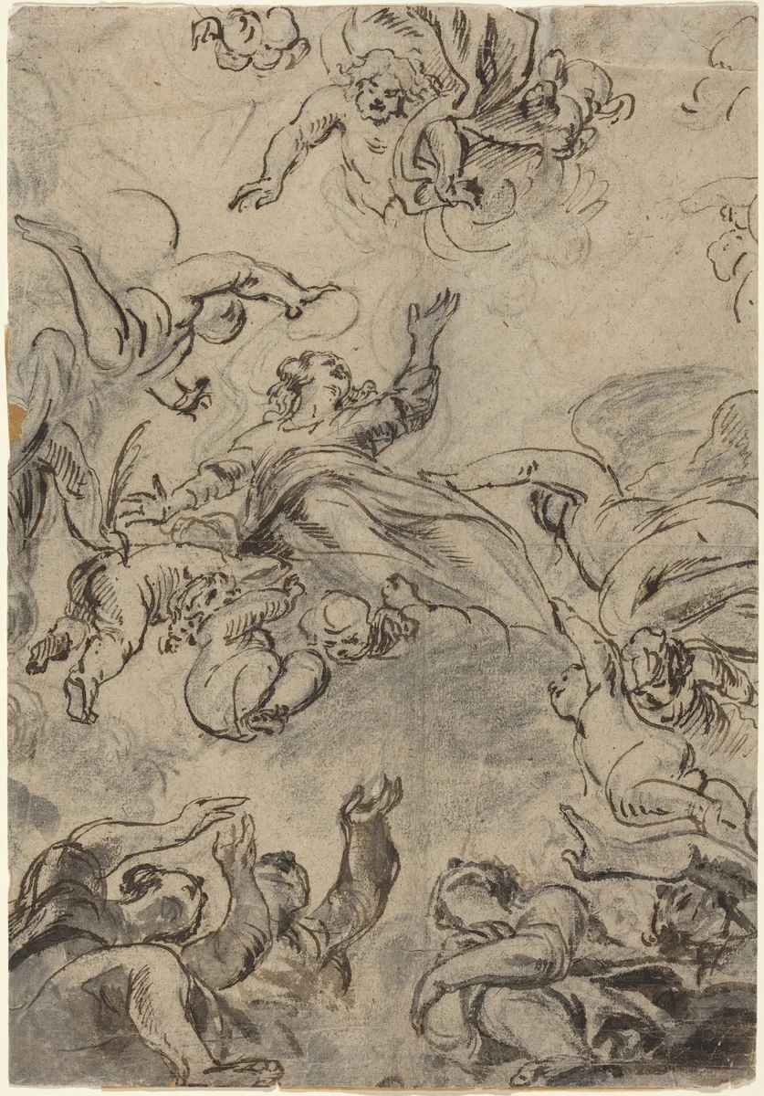 The Assumption of the Virgin by Netherlandish 17th Century, drawing, 1625-1674