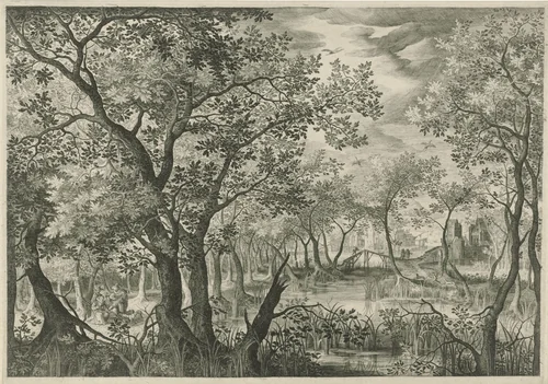 Landschap met musicerend gezelschap by Unknown, print, 1580-1625