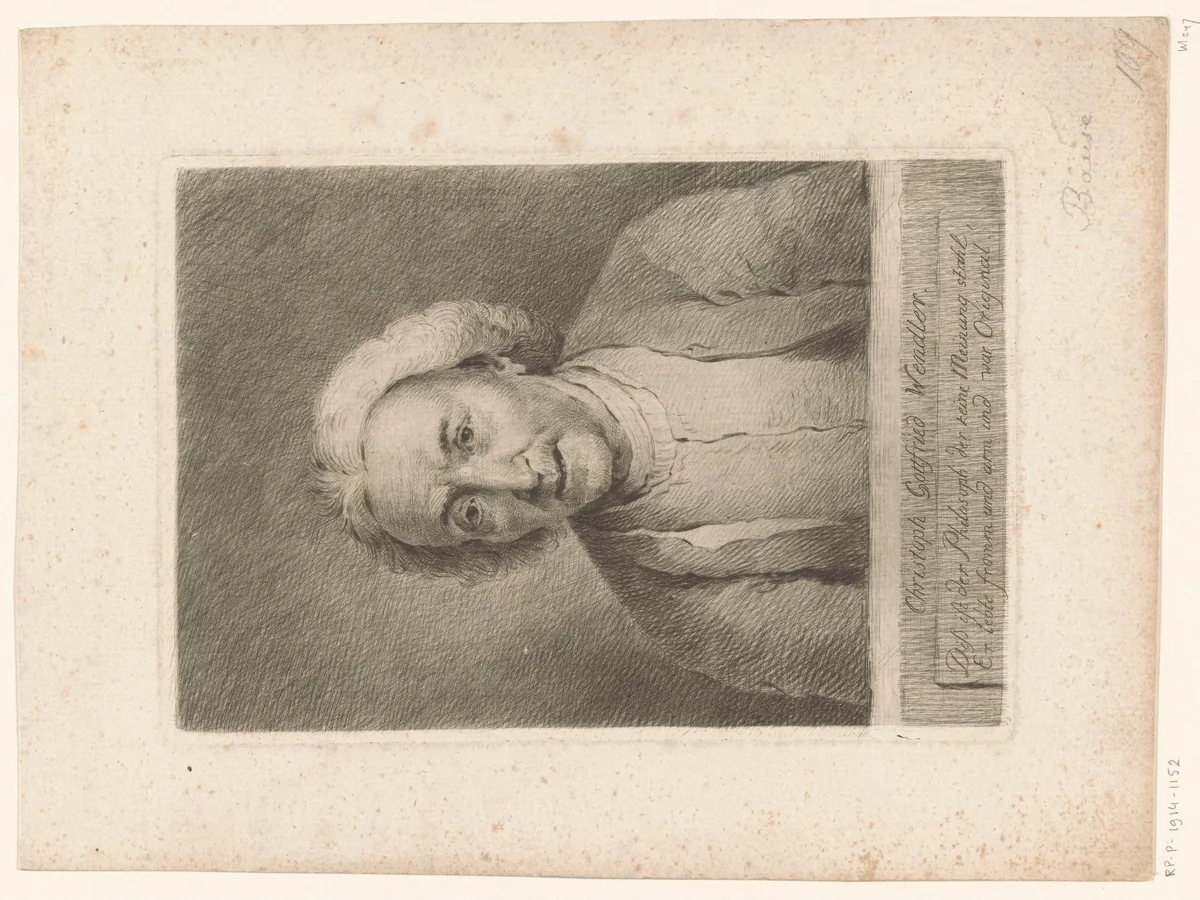 Portret van Christoph Gottfried Wendler by Johann Friedrich Bause, print, 1768
