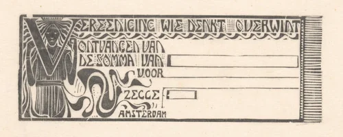 Kwitantie van Wie denkt overwint by Karel Petrus Cornelis de Bazel, other, 1894