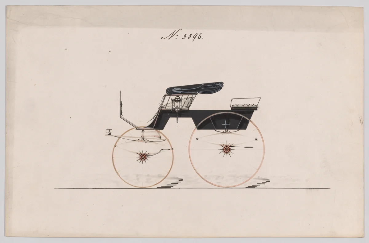 Design for Stanhope Phaeton, no. 3396 by Brewster & Co., drawing, 1878