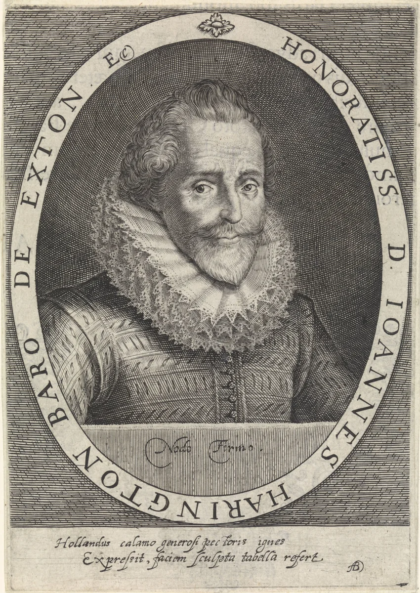 Portret van John Harington by Crispijn van de Passe, print, 1620