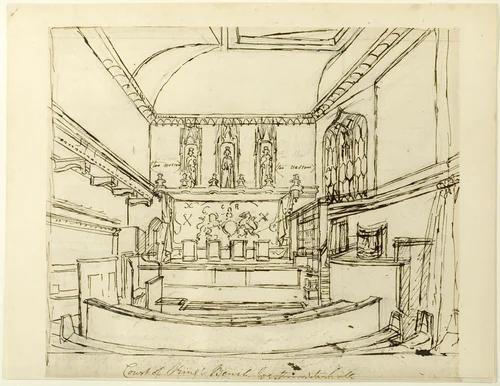 Study for Court of King's Bench, Westminster Hall, from Microcosm of London by Augustus Charles Pugin, drawing, 1807-1808