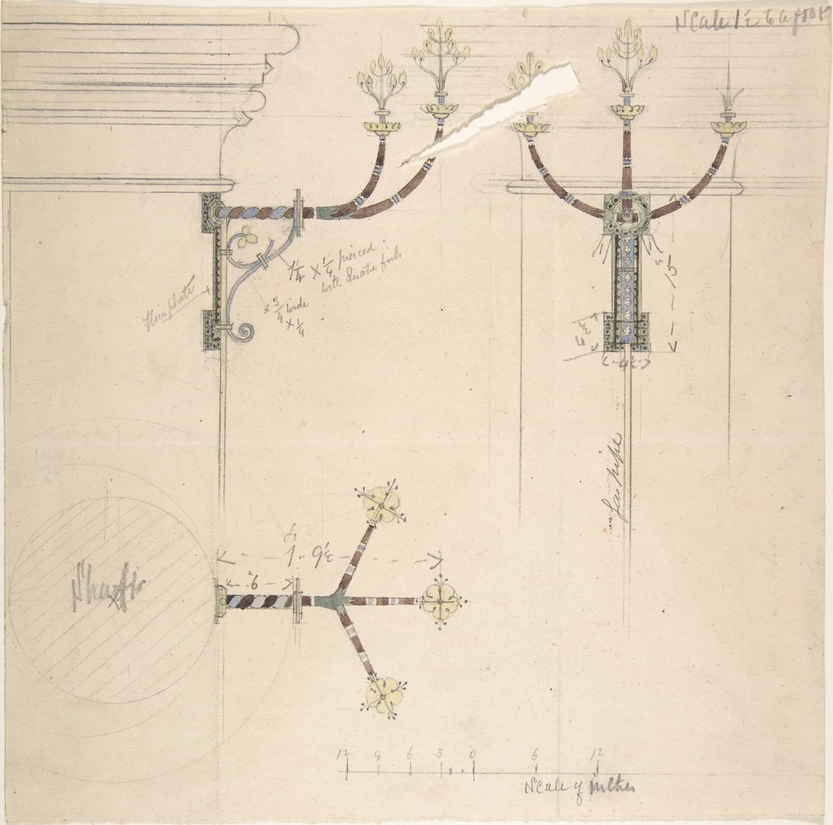 Designs for Church Wall Standards by Richardson Ellson, drawing, 1875-1885
