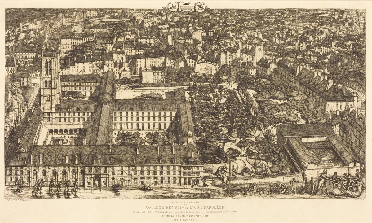 Collège Henri IV, Paris, ou Lycée Napoléon (Henry IV College or Napoleon School) by Charles Meryon, print, 1863-1864