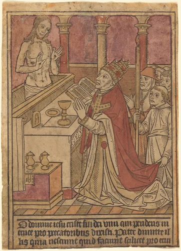 The Mass of Saint Gregory [recto] by French 15th Century, print, 1490