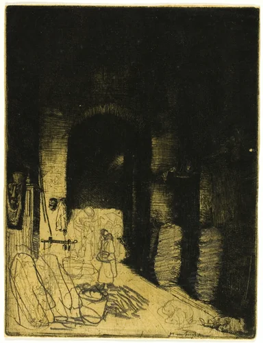 Interior of Charcoal Shop, Florence by Donald Shaw MacLaughlan, print, 1905