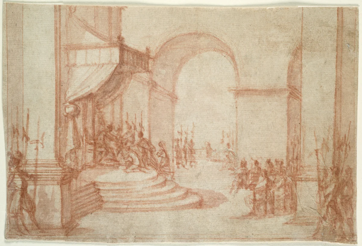 Pilate Washing His Hands by Jacques Callot, drawing, 1618-1619