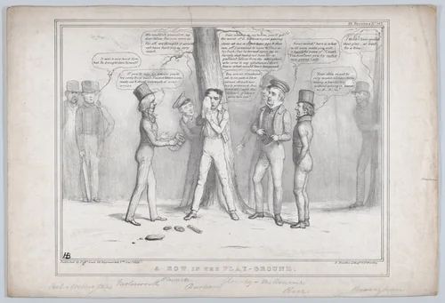 A Row in the Play-Ground by John Doyle, print, 1838