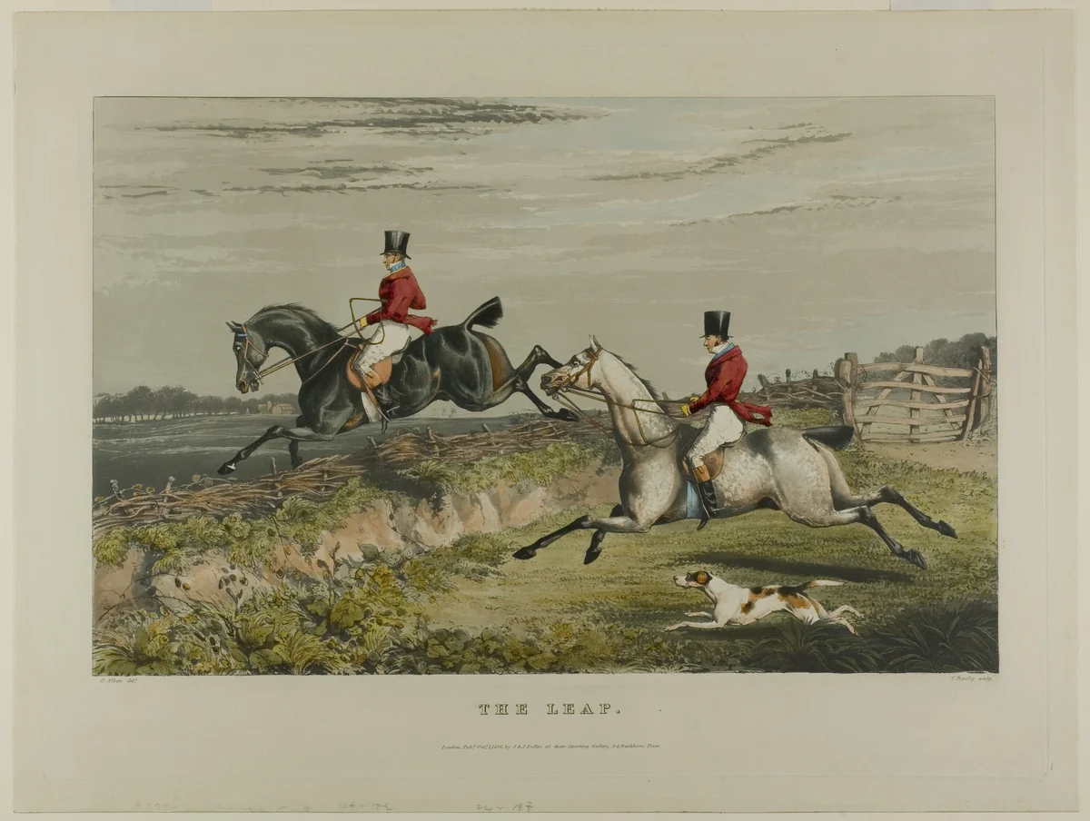The Leap, from the series Fox Hunting by Charles Bentley, print, 1828