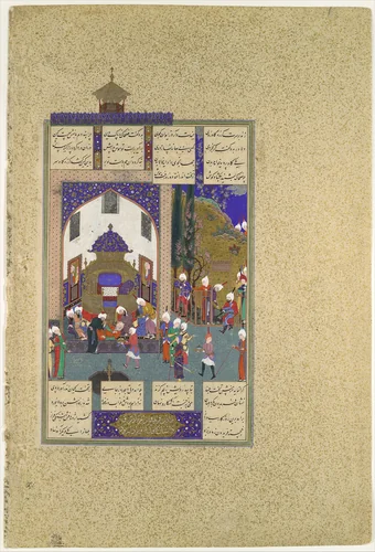 "Zahhak is Told His Fate", Folio 29v from the Shahnama (Book of Kings) of Shah Tahmasp by Abu'l Qasim Firdausi, manuscript, 1498-1549
