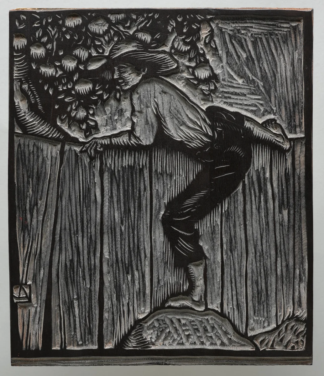 Key Block to Illustrate Woodcutting by Arthur Allen Lewis, print, 1900-1924