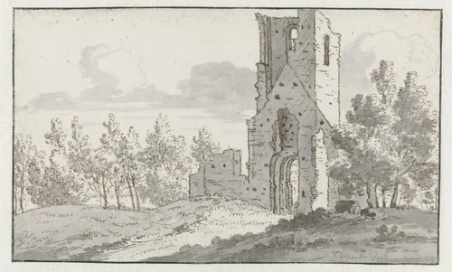 The Ruin of the Chapel of Eik en Duinen near The Hague by Josua de Grave, drawing, 1677