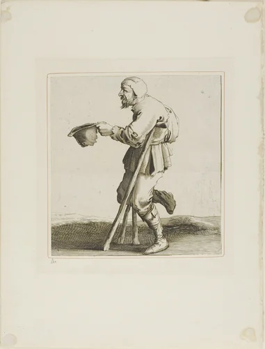 Lame Beggar Asking for Alms, from T is al verwart-gaern (It's already confusing) by Pieter Jansz Quast, print, 1612-1650