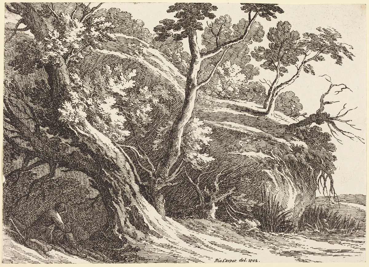 Landscape with Large Trees by Richard Cooper II, print, 1802
