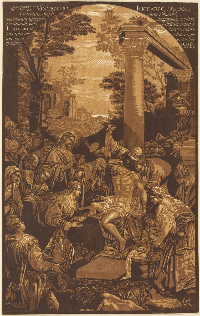 The Raising of Lazarus by John Baptist Jackson, print, 1742