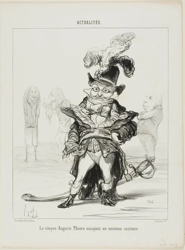 Citizen Thiers trying on a new costume, plate 114 from Actualités by Honoré-Victorin Daumier, print, 1850