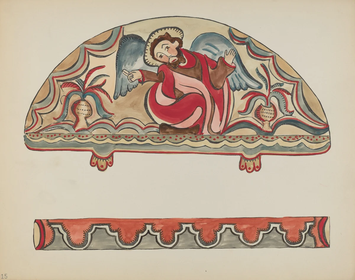 Plate 15: The Creation (Lunette): From Portfolio "Spanish Colonial Designs of New Mexico" by American 20th Century, index of american design, 1935-1942