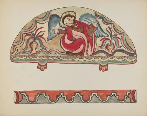 Plate 15: The Creation (Lunette): From Portfolio "Spanish Colonial Designs of New Mexico" by American 20th Century, index of american design, 1935-1942