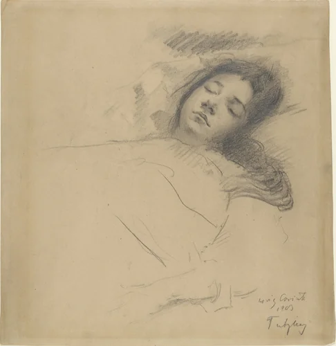 The Artist's Wife Asleep by Lovis Corinth, drawing, 1902