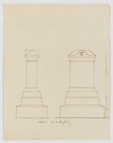Grave Monument Design (Two Elevations) by Alexander Maxwell, drawing, 1840-1880