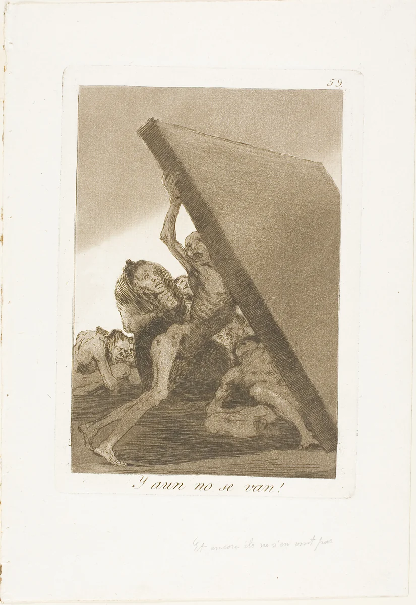 And Still They Don't Go!, plate 59 from Los Caprichos by Francisco José de Goya, print, 1797-1799