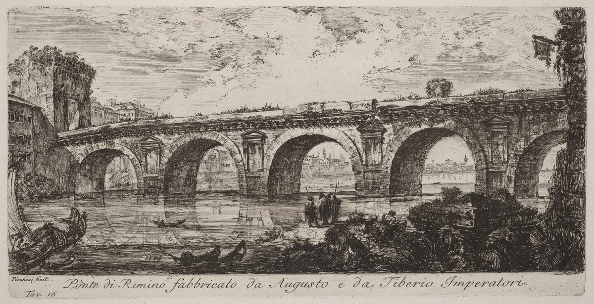 Ponte di Rimino fabbricato da Augusto e da Tiberio imperatore by Giovanni Battista Piranesi, portfolio, 1748