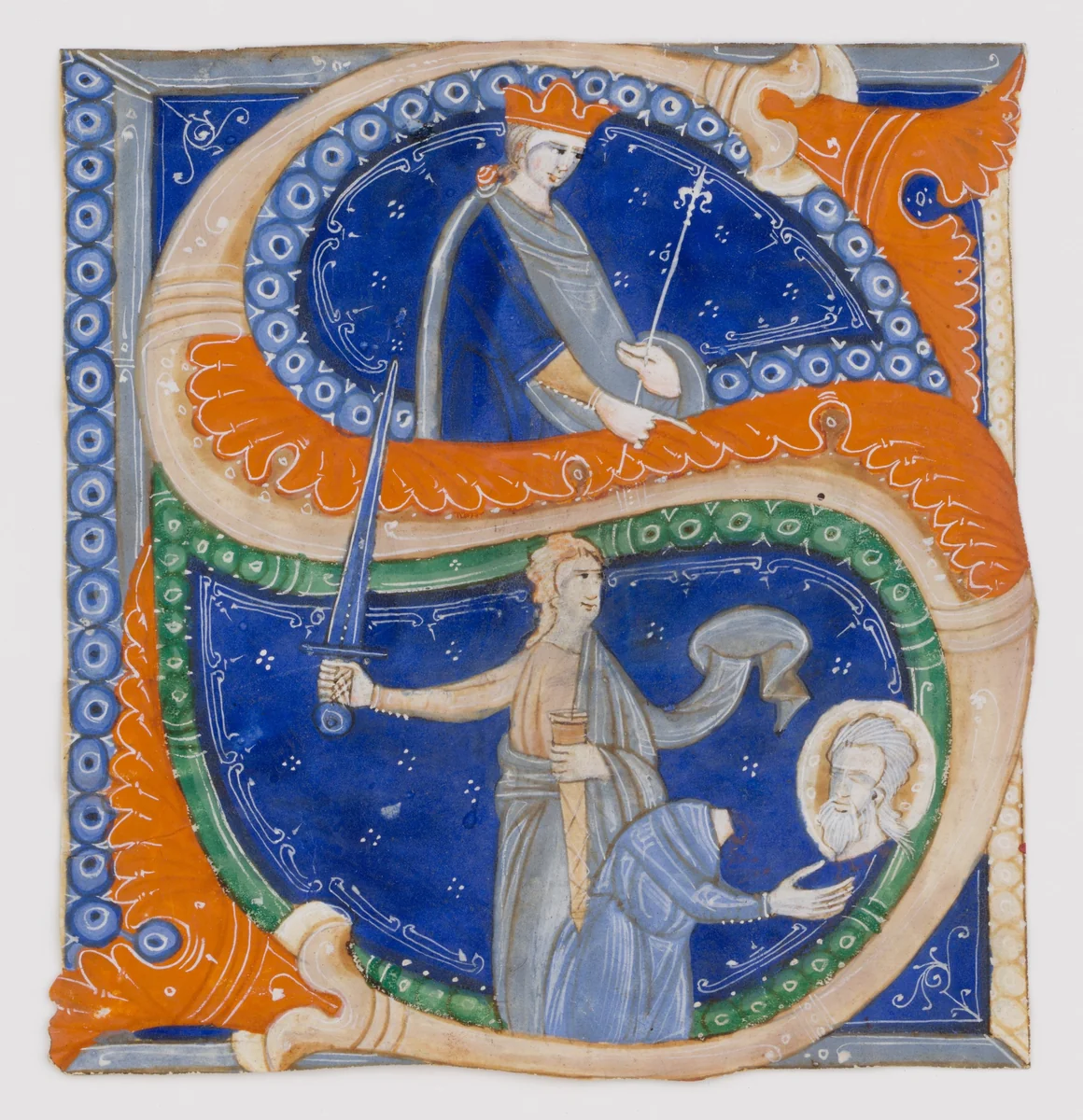 Manuscript Illumination with the Beheading of Saint Paul in an Initial S, from a Gradual by Master of Bagnacavallo, manuscript, 1278