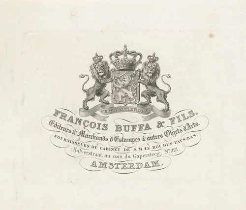Visitekaartje van Frans Buffa en zonen by Henricus Wilhelmus Couwenberg, print, 1830-1845