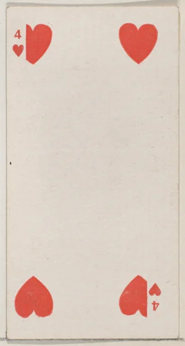 Four Hearts (red), from the Playing Cards series (N84) for Duke brand cigarettes by W. Duke, Sons & Co., print, 1888