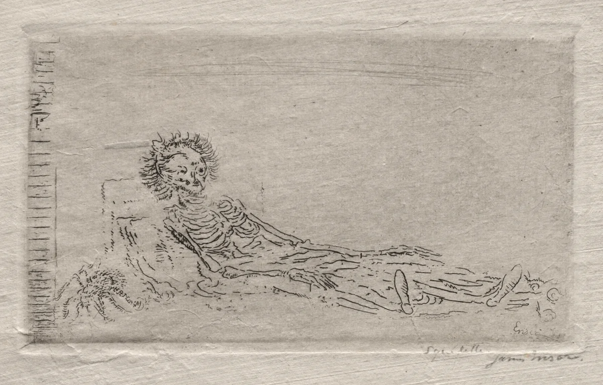 My Portrait in the Year 1960 by James Ensor, print, 1888