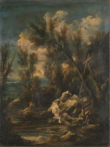 Carthusian Monks in a Landscape by Alessandro Magnasco, painting, 1700-1749