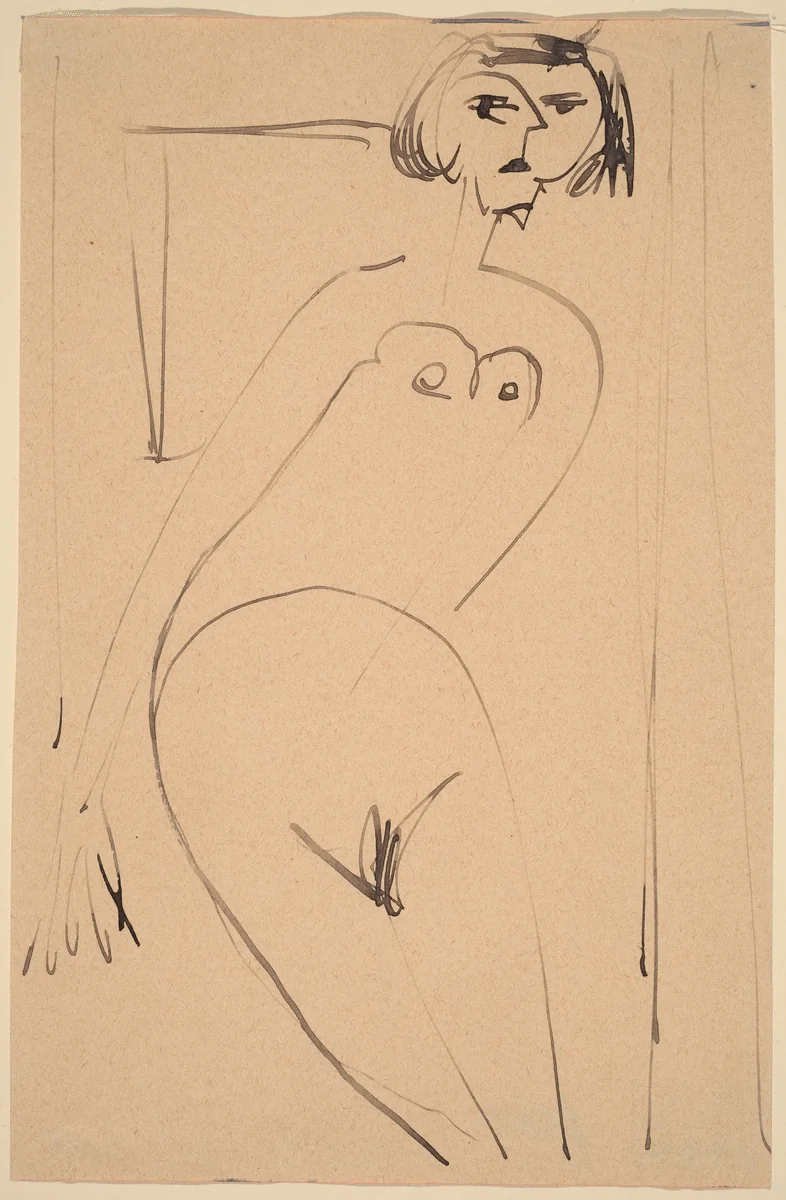 Nude by Ernst Ludwig Kirchner, drawing, 1880-1938