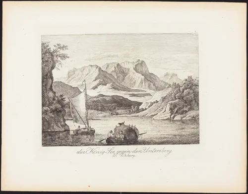 Der König-See gegen den Untersberg bei Salzburg (Königsee toward the Untersberg near Salzburg) by Ludwig Richter, print, 1830