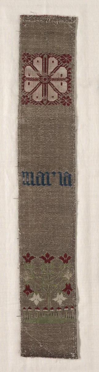 Fragment of a Band by Unknown, textile, 1300-1499