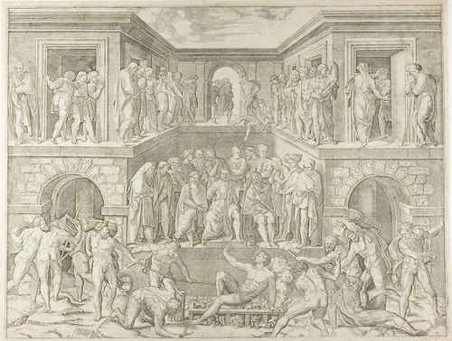 Martyrdom of Saint Lawrence by Marcantonio Raimondi, print, 1520-1525