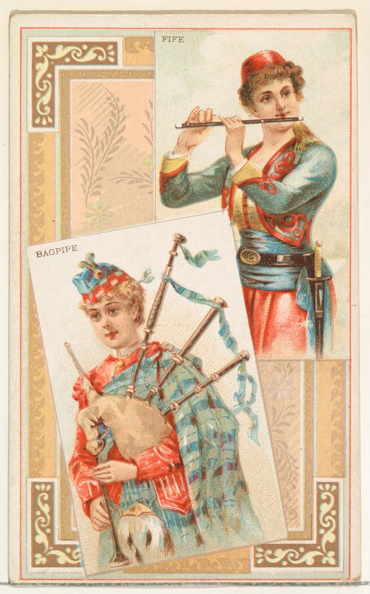 Fife and Bagpipe, from the Musical Instruments series (N121) issued by Duke Sons & Co. to promote Honest Long Cut Tobacco by W. Duke, Sons & Co., print, 1888