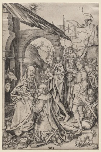 Adoration of the Magi by Martin Schongauer, print, 1482