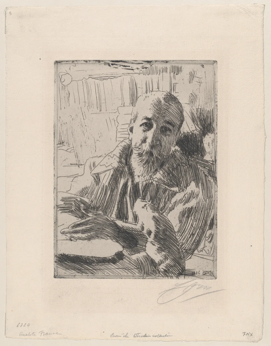 Anatole France by Anders Zorn, print, 1906