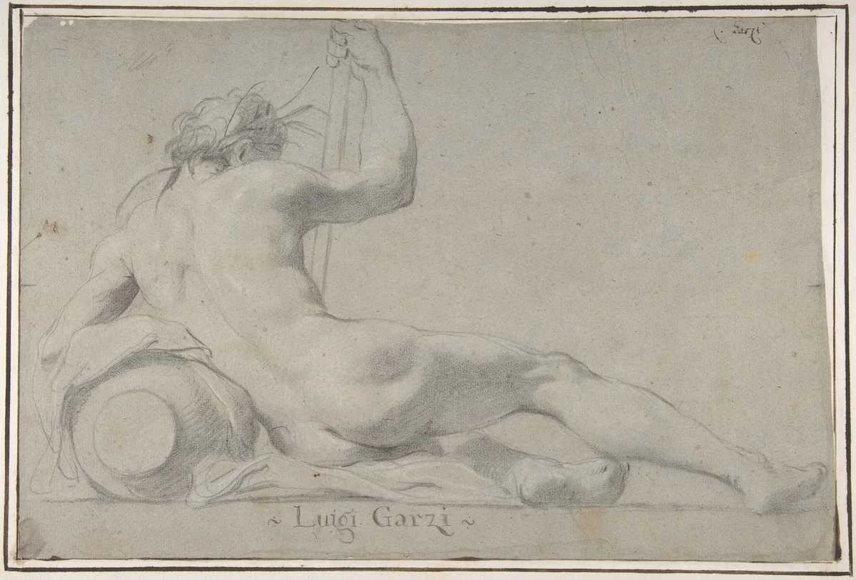 Reclining River God by Luigi Garzi, drawing, 1638-1721
