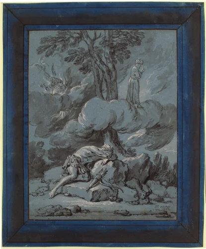 The Dream of an Inhabitant of Mogul, from La Fontaine's "Fables", XI, 4 by Jean-Baptiste Oudry, drawing, 1732