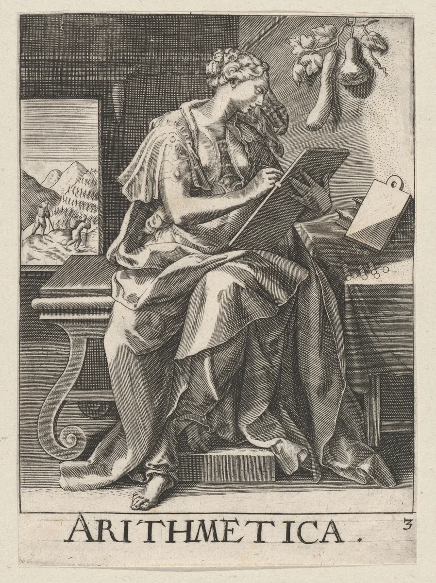 Arithmetica, from "The Seven Liberal Arts" by Johann Sadeler I, print, 1565-1575