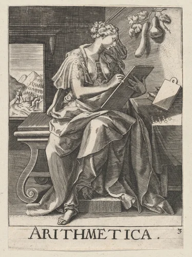 Arithmetica, from "The Seven Liberal Arts" by Johann Sadeler I, print, 1565-1575