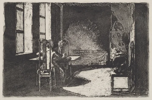 The Artist in His Mother's Room, Danzig by Daniel Nikolaus Chodowiecki, print, 1774