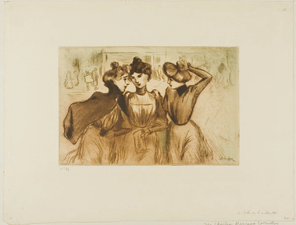 Three Working Girls Out for Lunch by Théophile Alexandre Steinlen, print, 1900